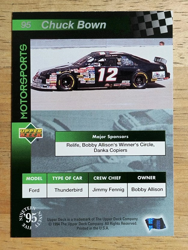 1995 Upper Deck #95 Chuck Bown's Car