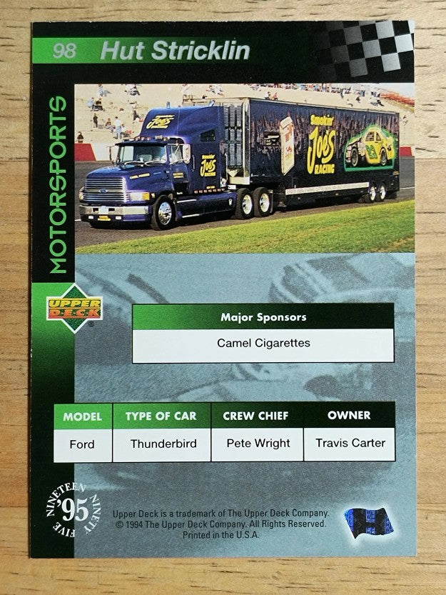 1995 Upper Deck #98 Hut Stricklin's Car