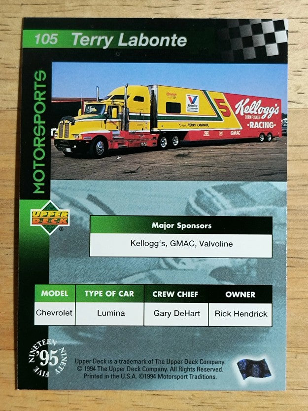 1995 Upper Deck #105 Terry Labonte's Car