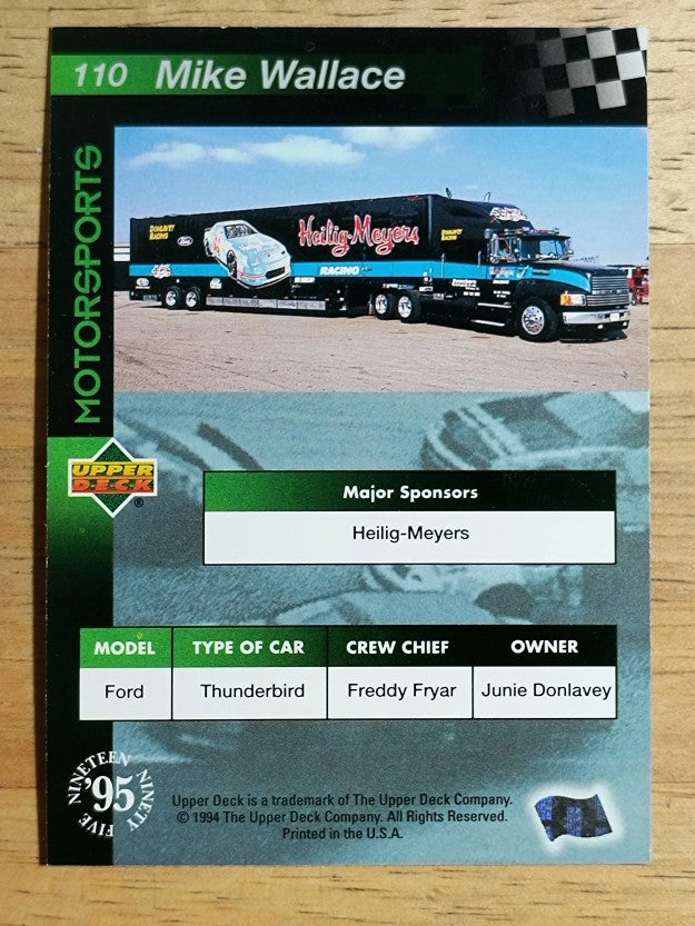 1995 Upper Deck #110 Mike Wallace's Car