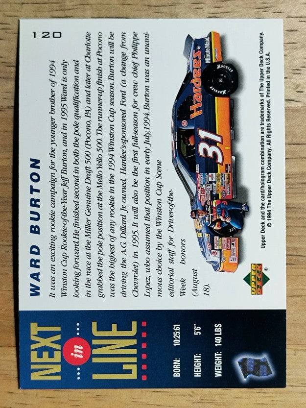 1995 Upper Deck #120 Ward Burton's Car NIL