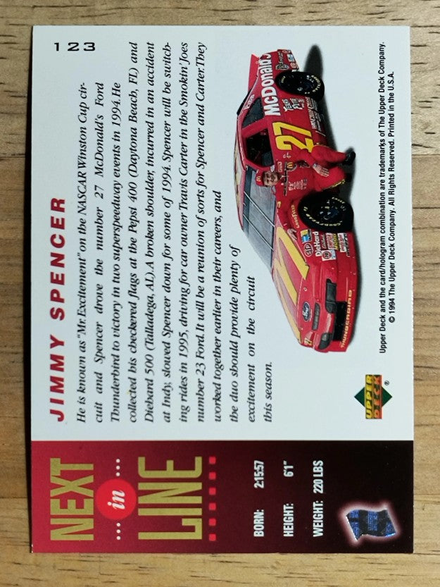 1995 Upper Deck #123 Jimmy Spencer's Car NIL