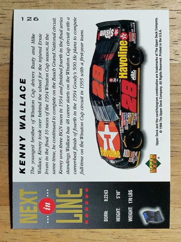 1995 Upper Deck #126 Kenny Wallace NIL