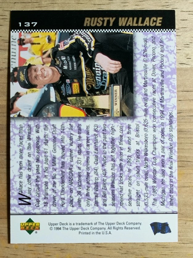 1995 Upper Deck #137 Rusty Wallace's Car