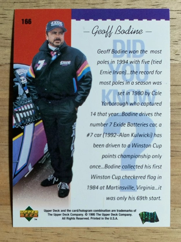 1995 Upper Deck #166 Geoff Bodine DYK