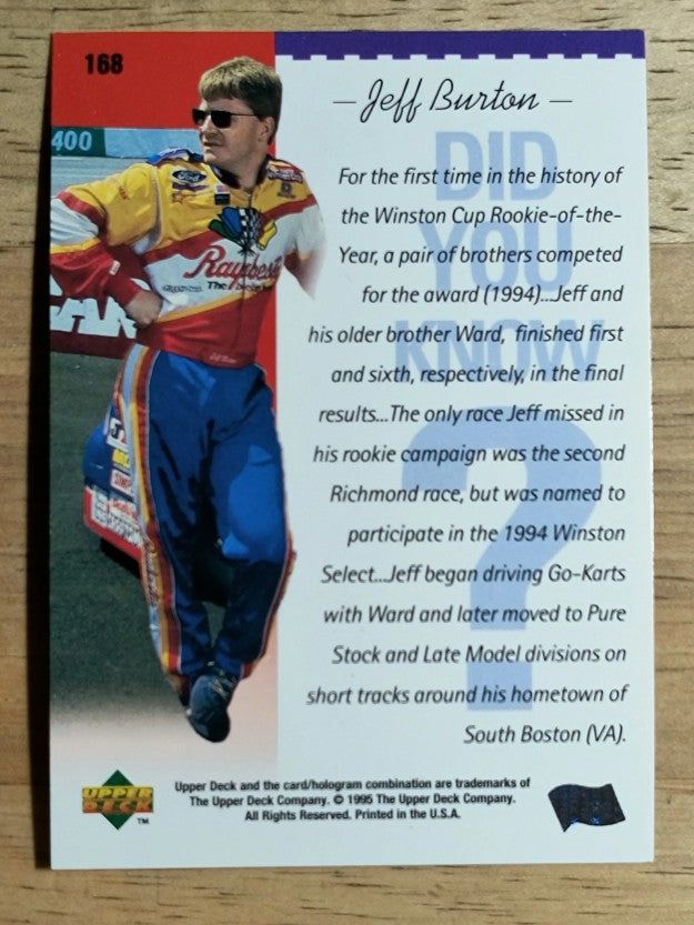 1995 Upper Deck #168 Jeff Burton DYK