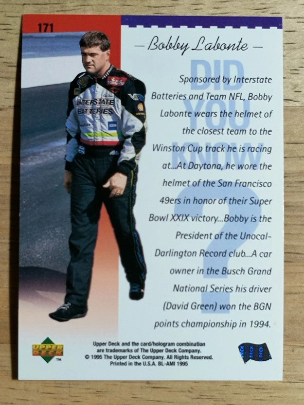 1995 Upper Deck #171 Bobby Labonte DYK