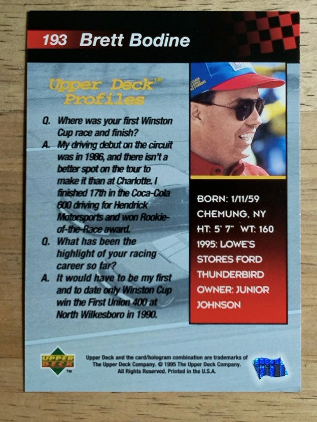1995 Upper Deck #193 Brett Bodine