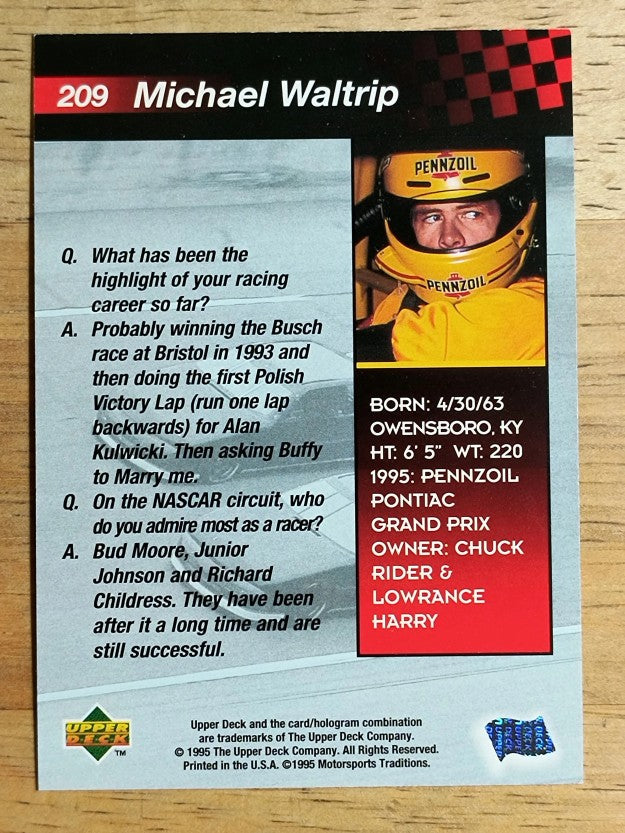 1995 Upper Deck #209 Michael Waltrip