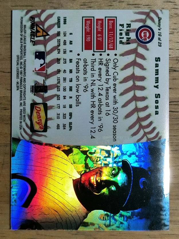 1997 Denny's Holograms #16 Sammy Sosa