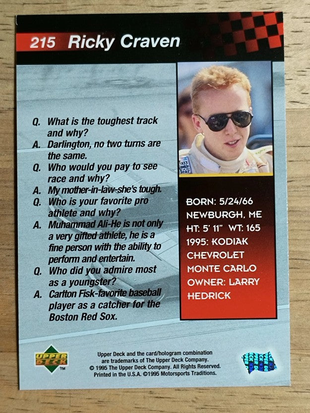 1995 Upper Deck #215 Ricky Craven