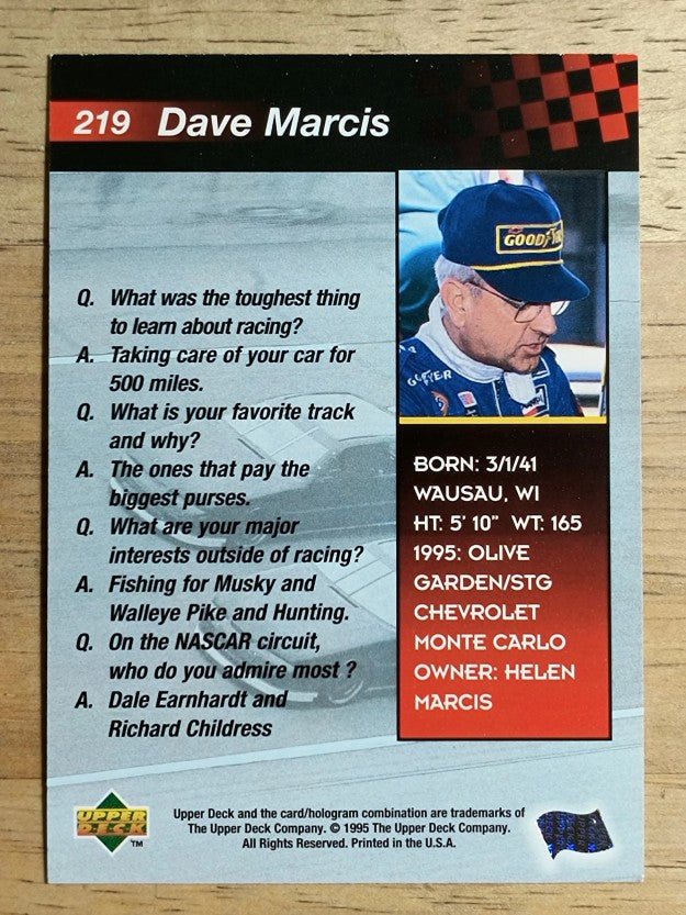1995 Upper Deck #219 Dave Marcis