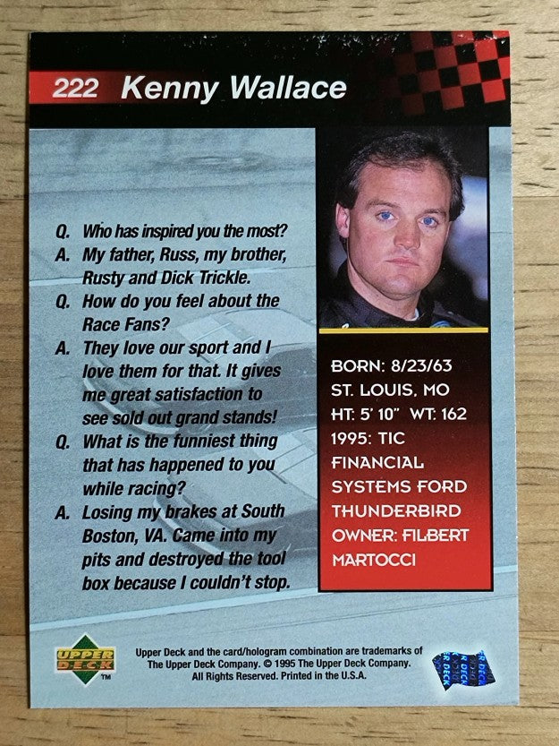 1995 Upper Deck #222 Kenny Wallace