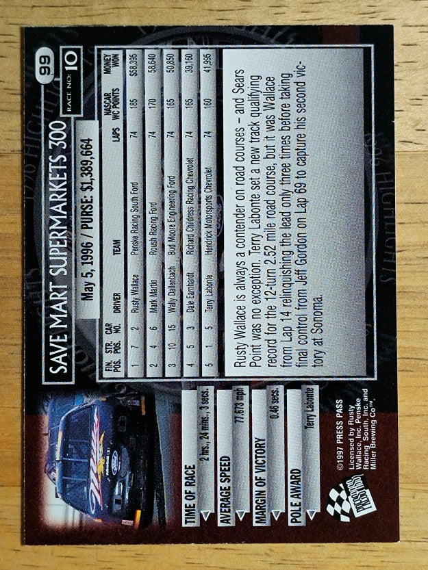 1997 Press Pass #99 Rusty Wallace's Car