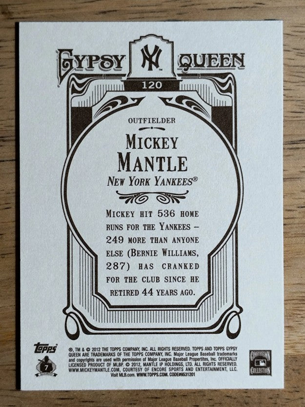 2012 Topps Gypsy Queen #120A Mickey Mantle