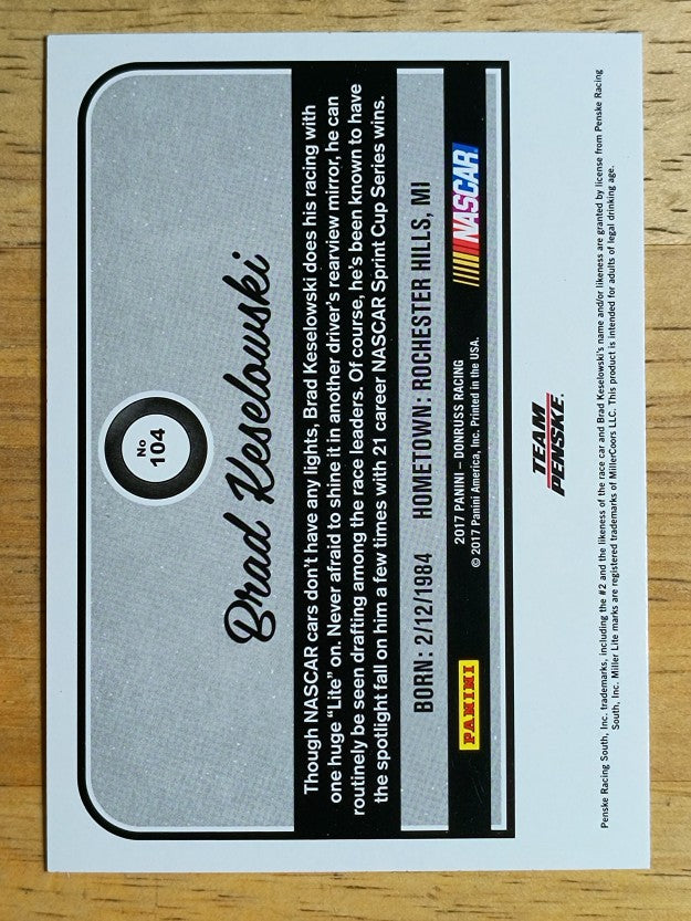 2017 Donruss #104 Brad Keselowski DUALS