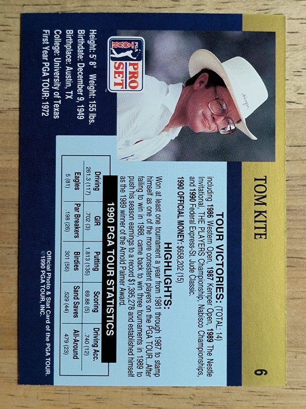 1990 Pro Set #6 Tom Kite