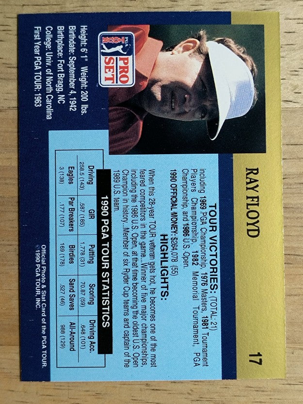 1990 Pro Set #17 Raymond Floyd