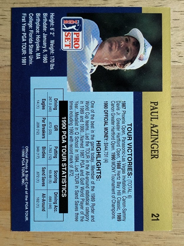 1990 Pro Set #21 Paul Azinger RC