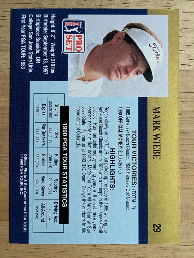 1990 Pro Set #29 Mark Wiebe RC