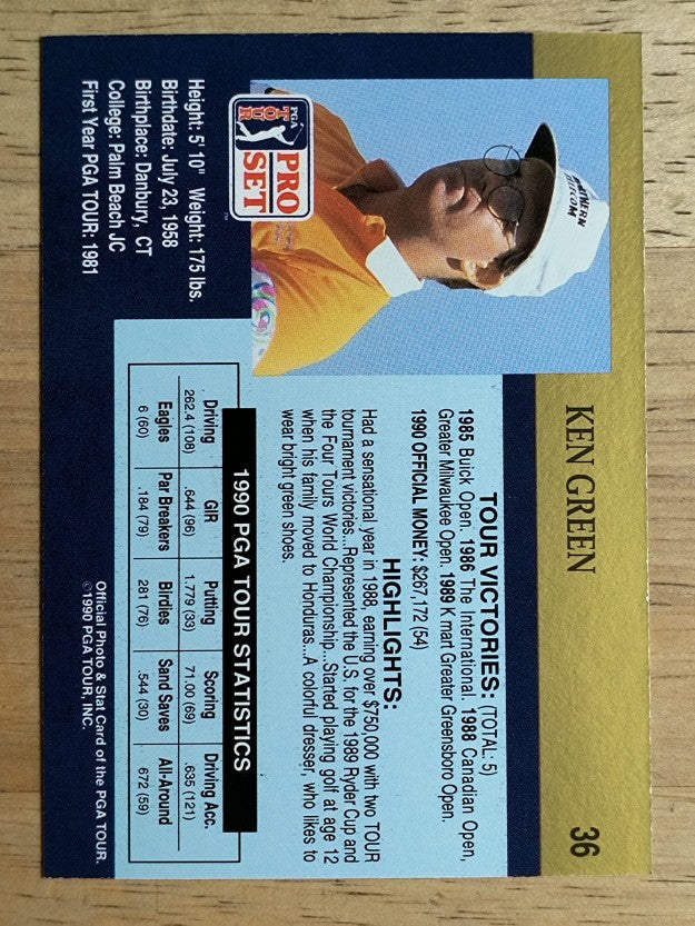 1990 Pro Set #36 Ken Green RC
