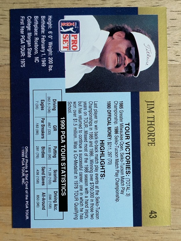 1990 Pro Set #43 Jim Thorpe RC