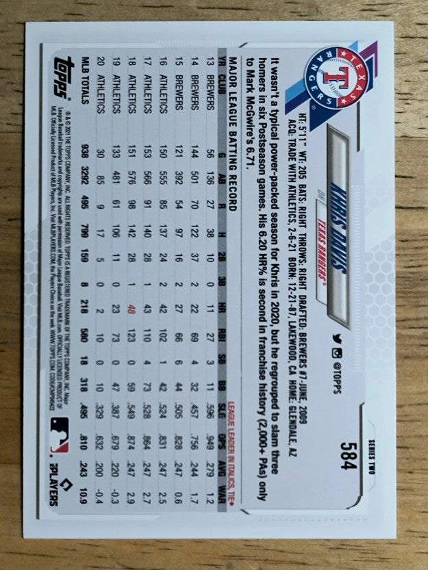 2021 Topps #584 Khris Davis