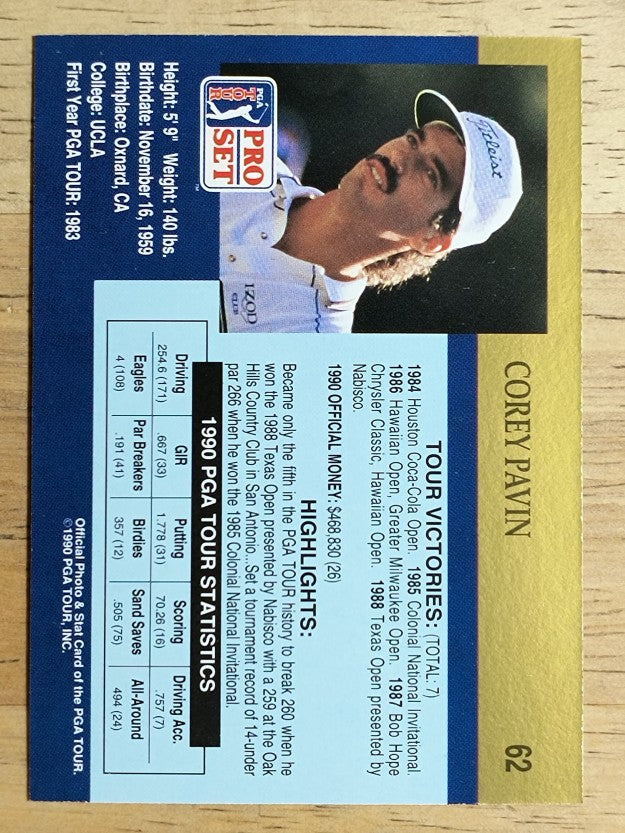 1990 Pro Set #62 Corey Pavin RC