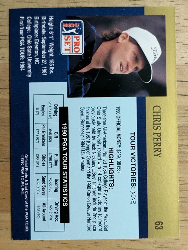 1990 Pro Set #63 Chris Perry RC