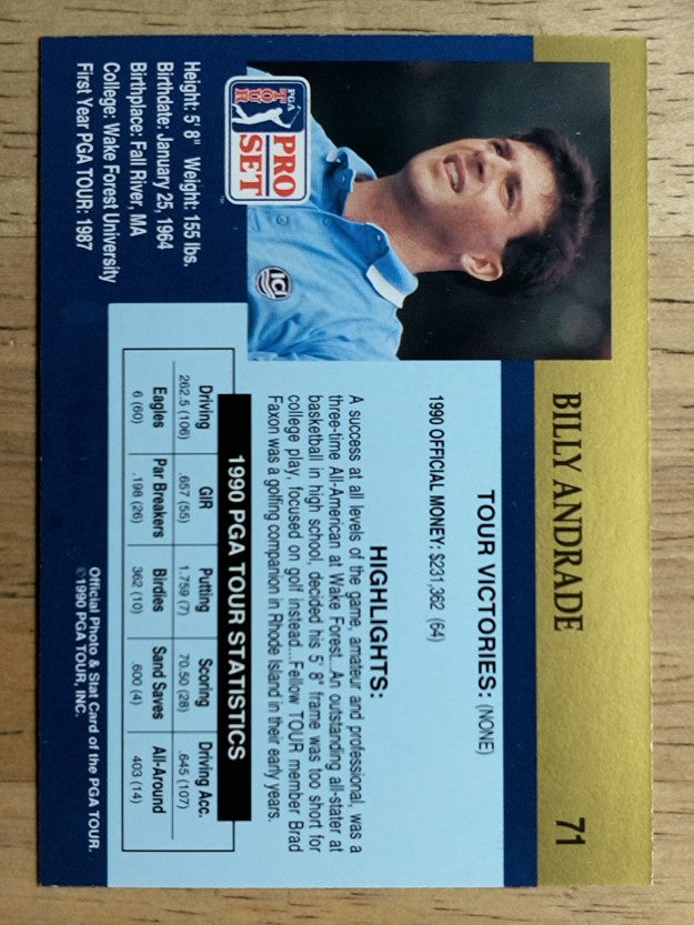 1990 Pro Set #71 Billy Andrade RC