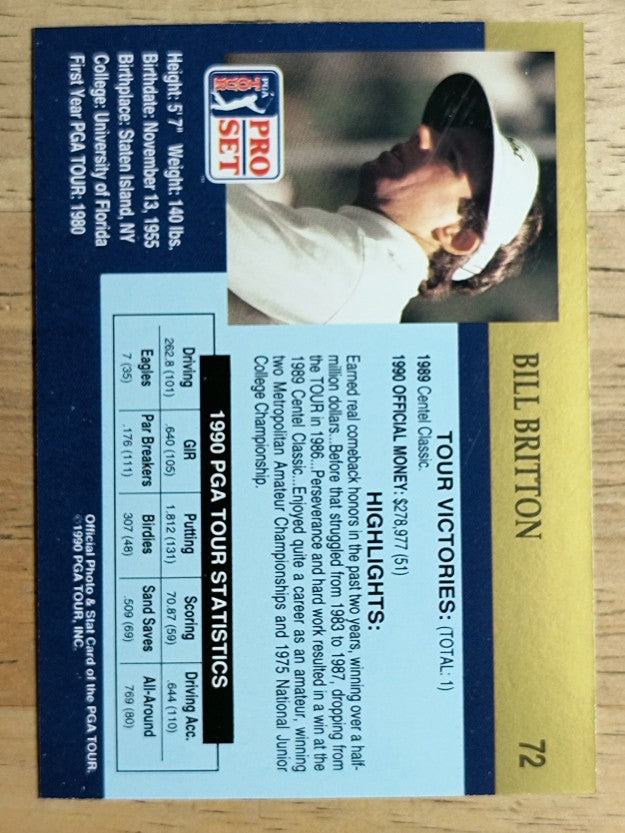 1990 Pro Set #72 Bill Britton RC