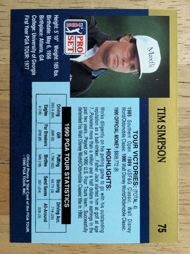 1990 Pro Set #75 Tim Simpson RC