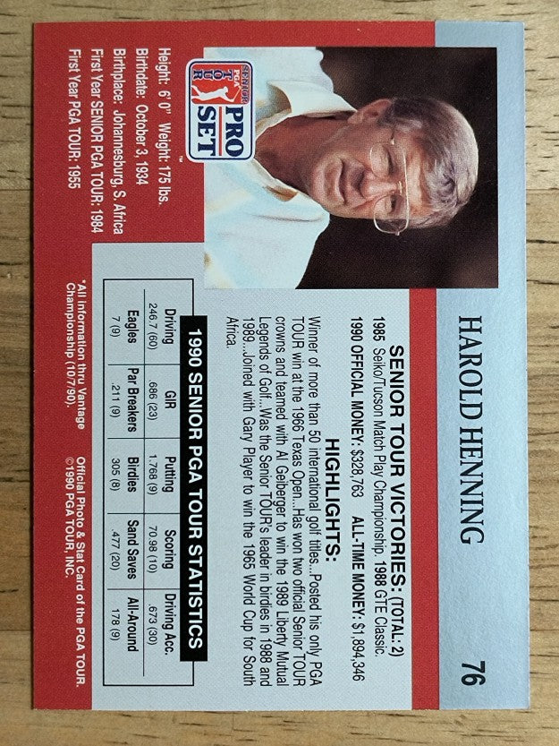 1990 Pro Set #76 Harold Henning RC