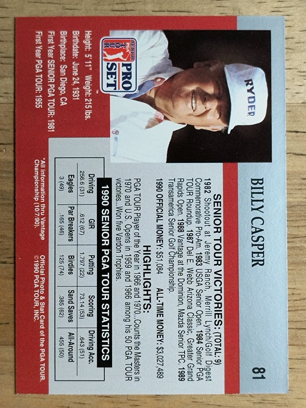 1990 Pro Set #81 Billy Casper RC