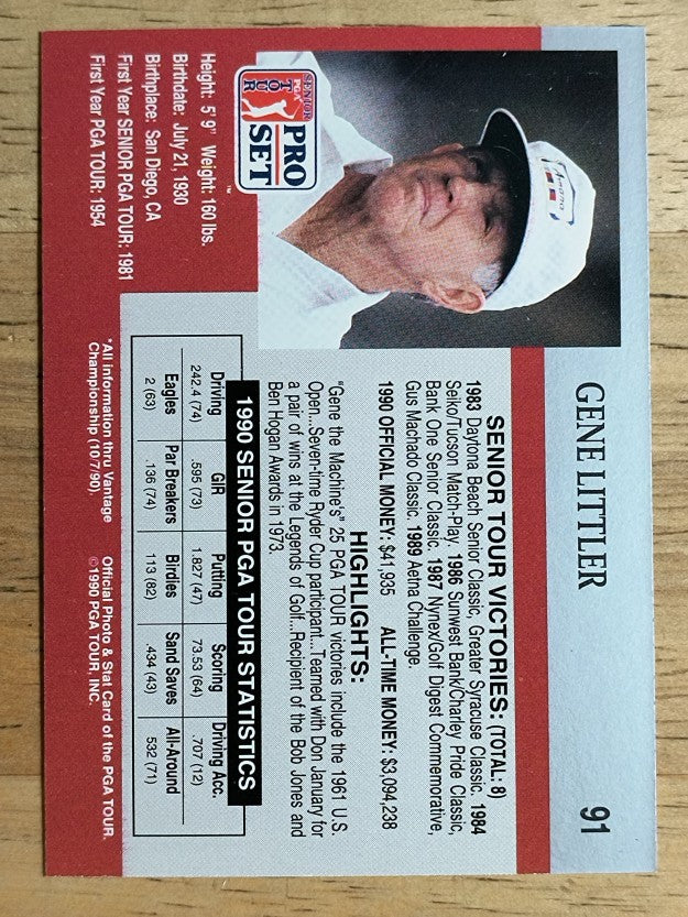 1990 Pro Set #91 Gene Littler RC