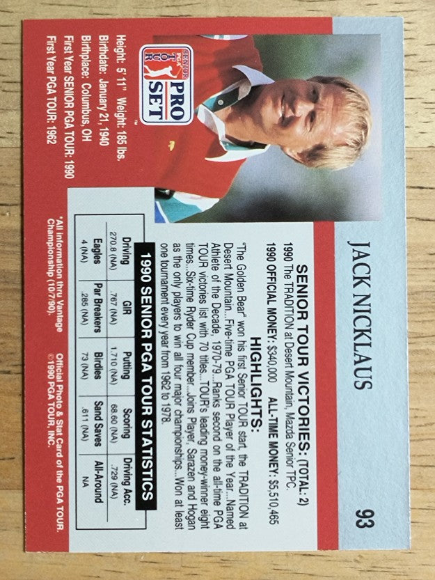 1990 Pro Set #93 Jack Nicklaus