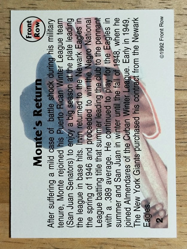 1992 Front Row Irvin #2 Monte Irvin/Monte's Return