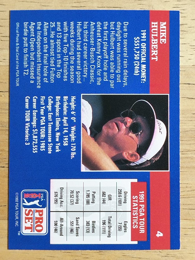 1992 Pro Set #4 Mike Hulbert