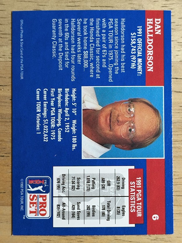 1992 Pro Set #6 Dan Halldorson