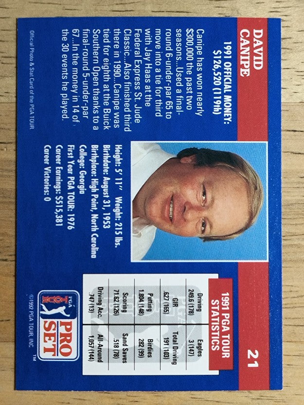 1992 Pro Set #21 David Canipe