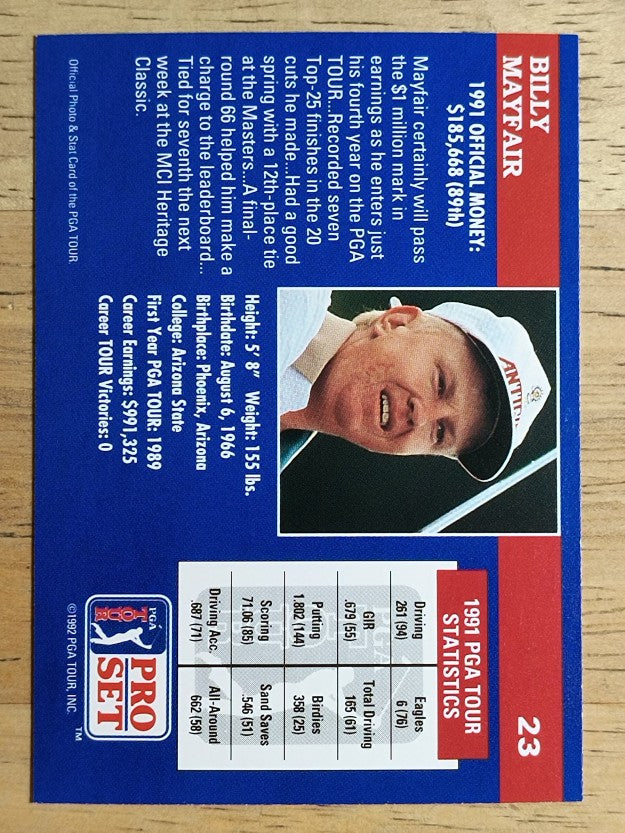 1992 Pro Set #23 Billy Mayfair
