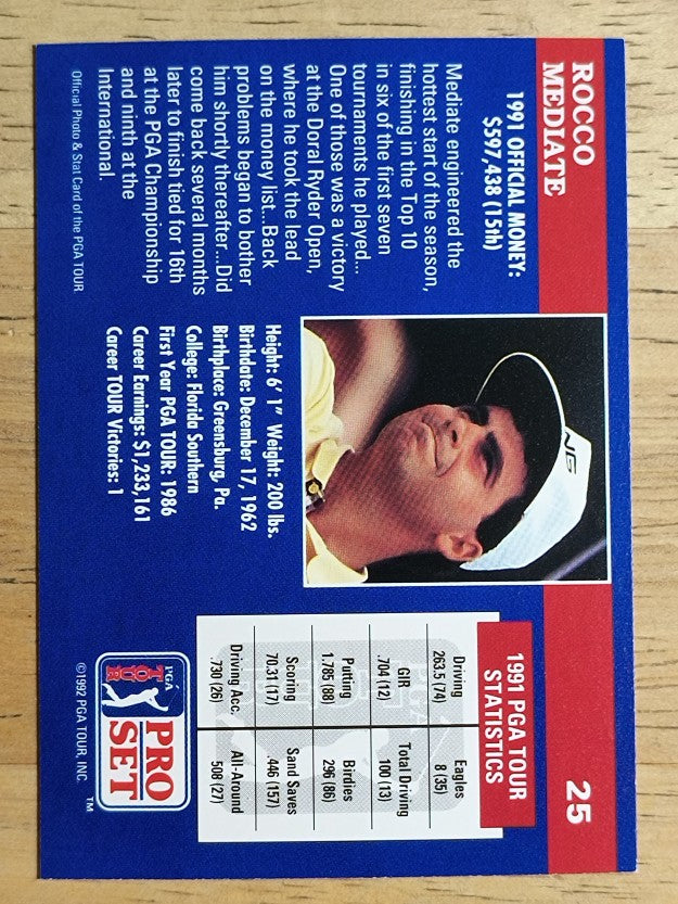 1992 Pro Set #25 Rocco Mediate