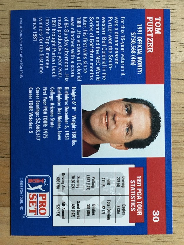 1992 Pro Set #30 Tom Purtzer