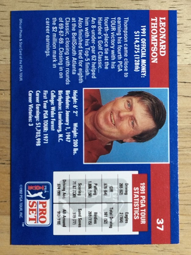 1992 Pro Set #37 Leonard Thompson