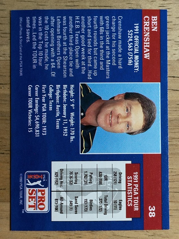 1992 Pro Set #38 Ben Crenshaw