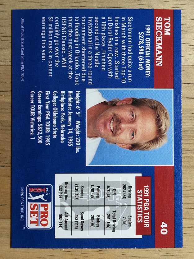 1992 Pro Set #40 Tom Sieckmann