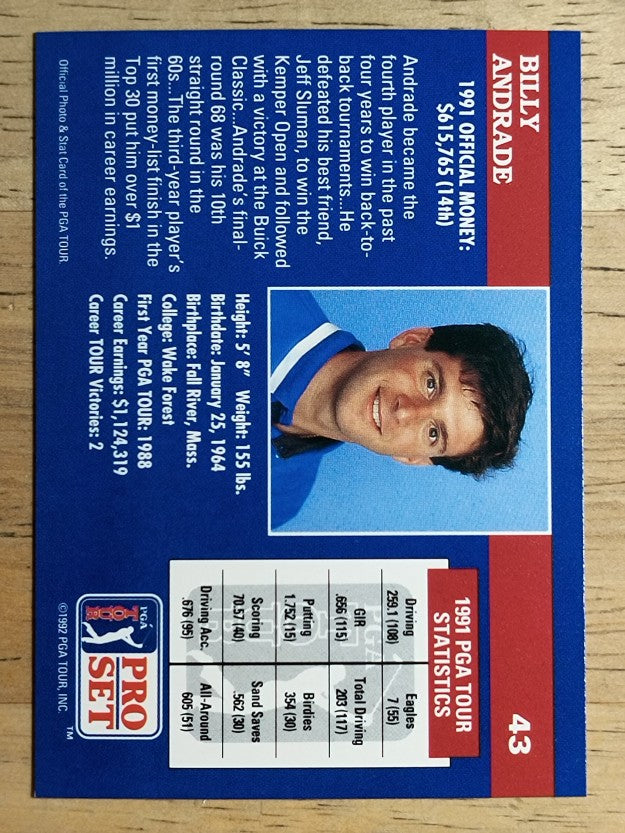 1992 Pro Set #43 Billy Andrade