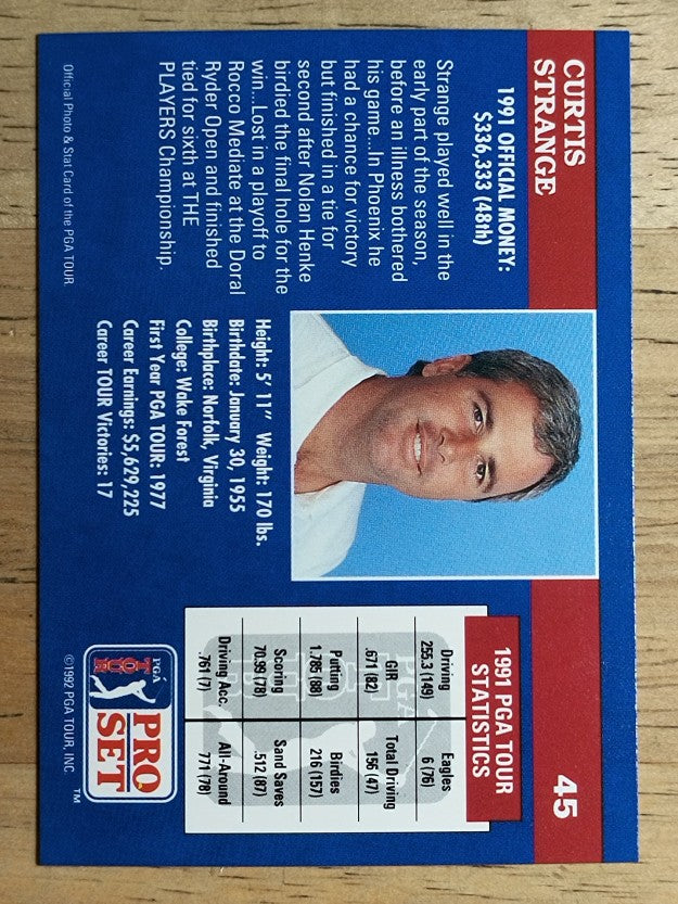 1992 Pro Set #45 Curtis Strange