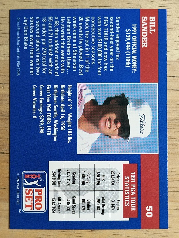 1992 Pro Set #50 Bill Sander