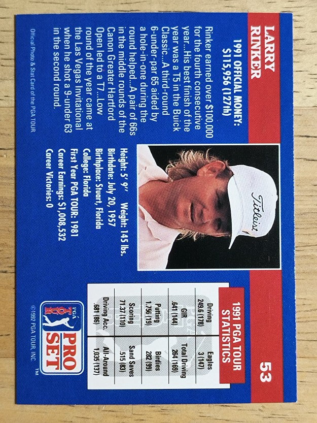 1992 Pro Set #53 Larry Rinker